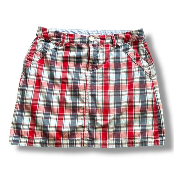 Croft & Barrow Red Blue Plaid Skort Women's Size 12 Stretch Preppy Y2K Americana - Picture 1 of 16